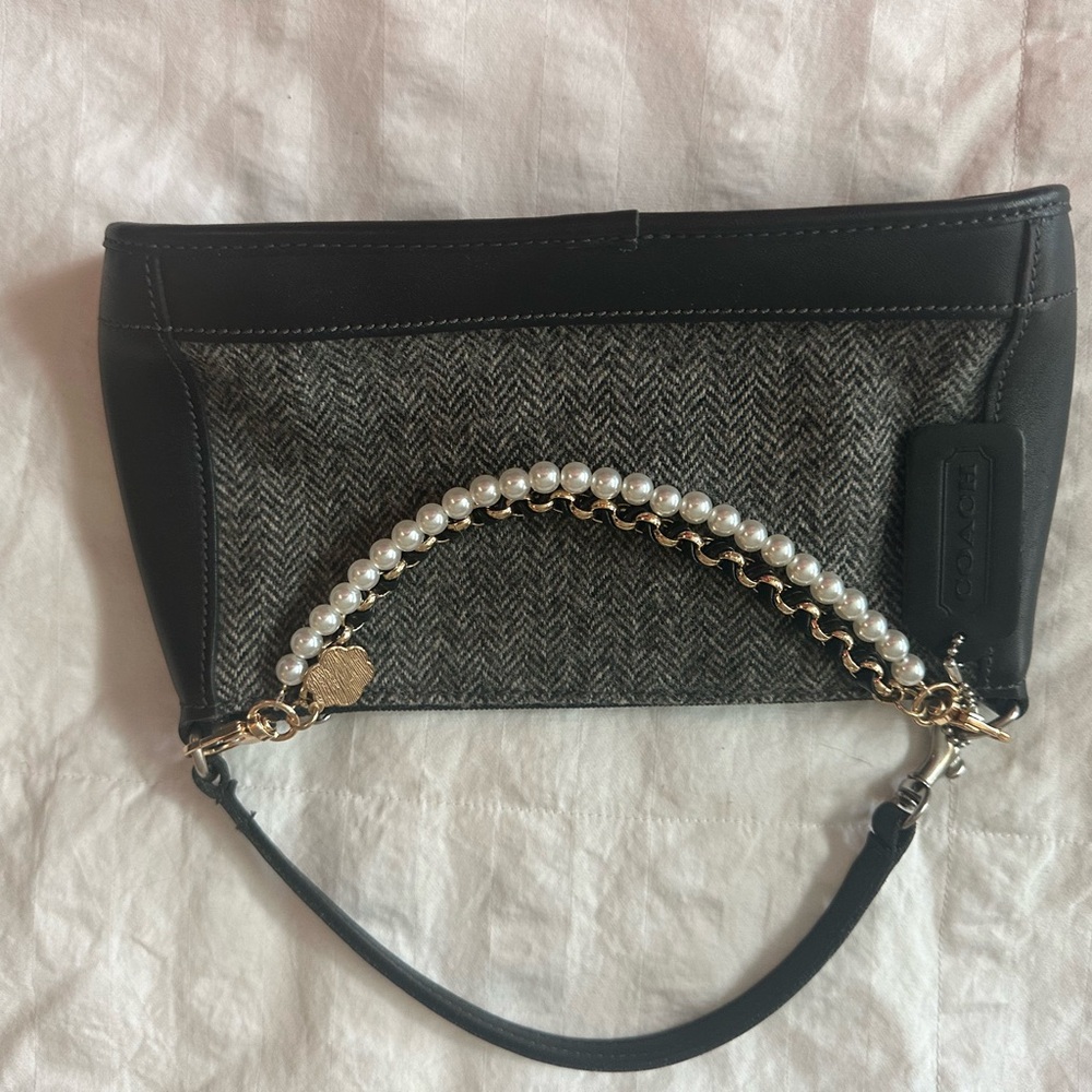 Coach Black and Gray Herringbone Mini Shoulder Bag - Picture 5 of 15